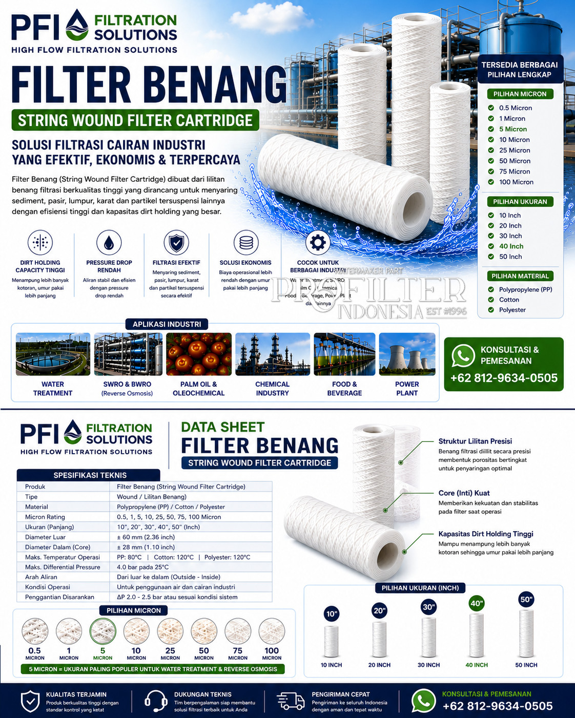 cartridge filter benang