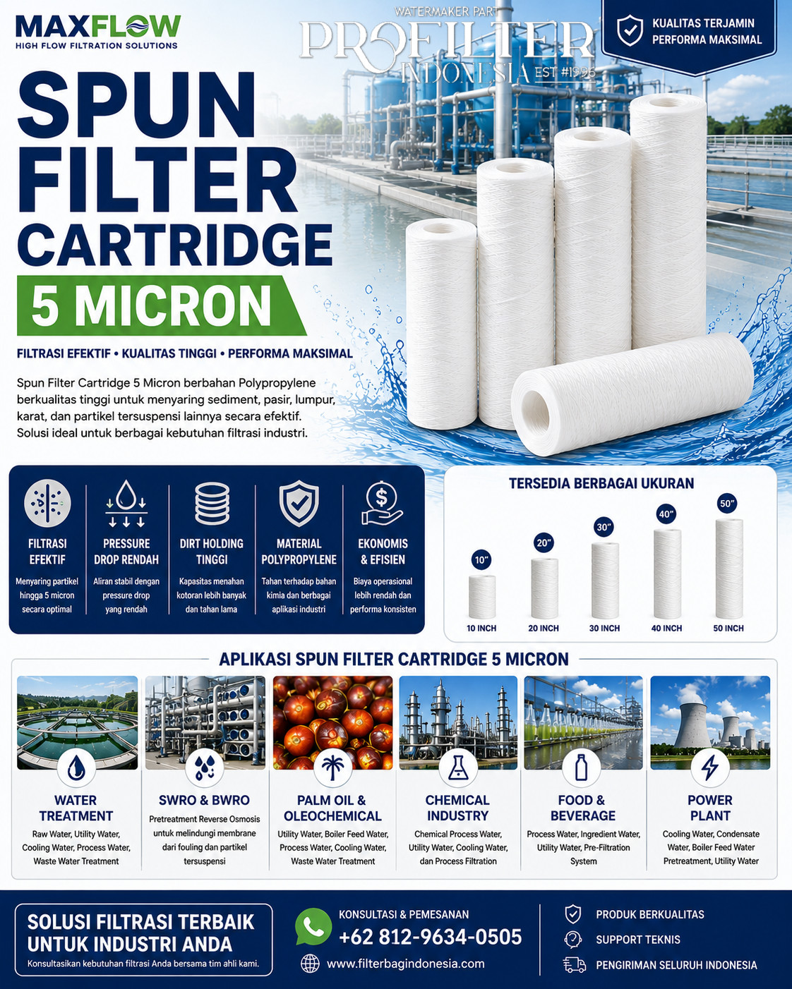 maxflow Spun Filter Cartridge 5 Micron