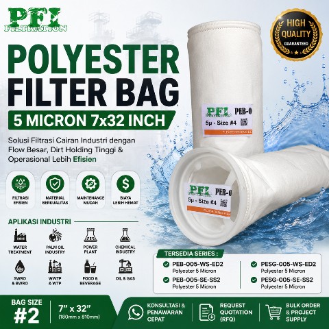 Polyester Filter Bag 5 Micron 7x32 Inch