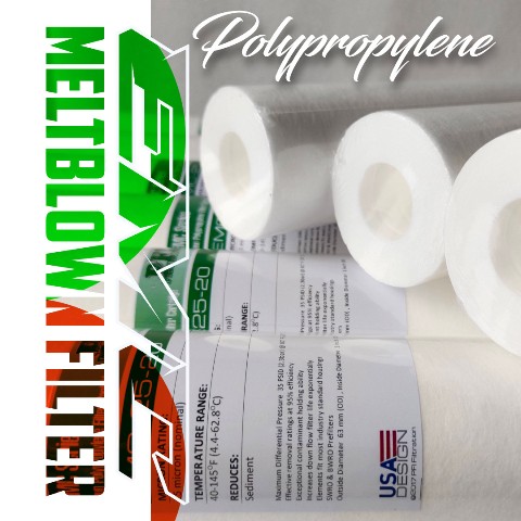 EMC-25-20 Melt Blown Filter Cartridge 25 Micron 20 Inch Smooth Coreless DOE